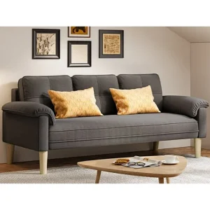 Aiho 69" Sofa Couch for Living Room | 3-Seater with Padded Arms, Solid Wood Legs