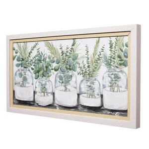 Crystal Art Gallery Double Framed Botanical Natural Wood Color Home Wall Art 12" x 22"