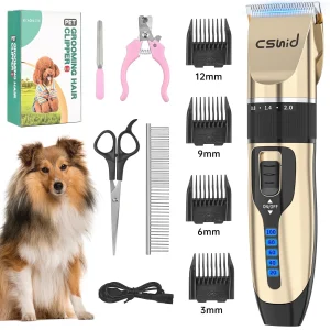 Dog Hair Clippers, Professional LED Display Dog Grooming Kit, Cordless Quiet Pets Clippers Hair Trimmer
