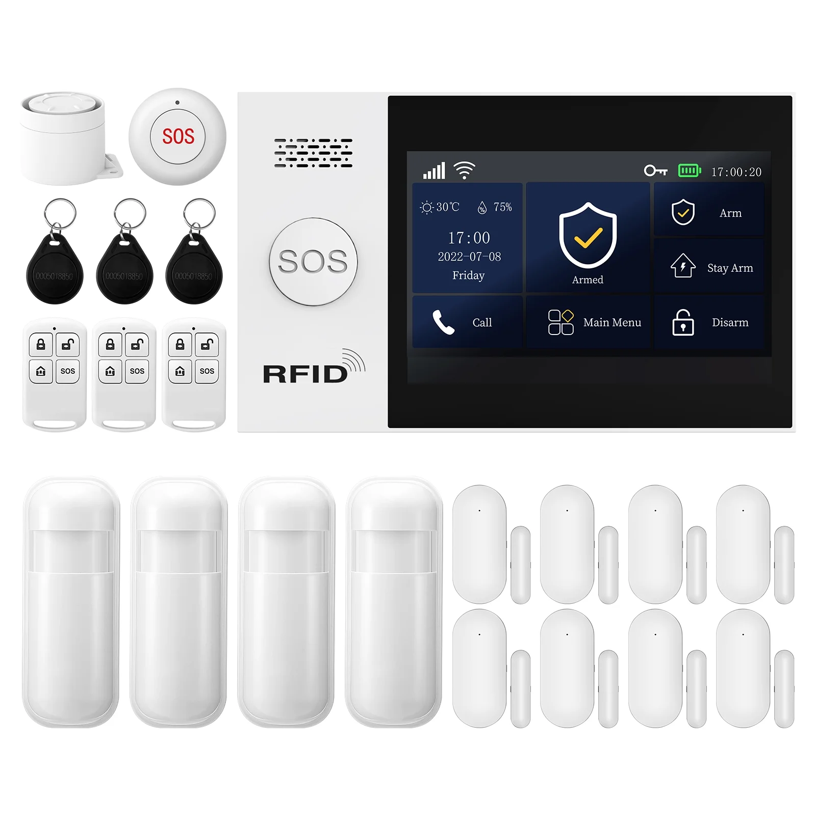 PGST Touch Screen Alarm System for Whole House Security, WiFi Wireless Home Alarm