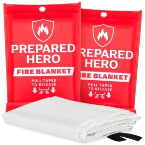 Prepared Hero Emergency Fire Blanket - 2 Pack - Fiberglass Fire Blanket for Home & Kitchen