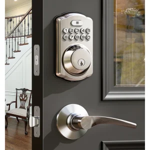 Veise Keyless Entry Door Lock with 2 Handles ‎Set, Keypad Deadbolt Smart Locks