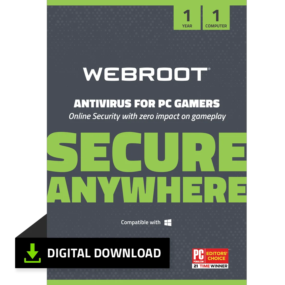 Webroot Antivirus for PC Gamers, 1 Devices, 1 Year Subscription