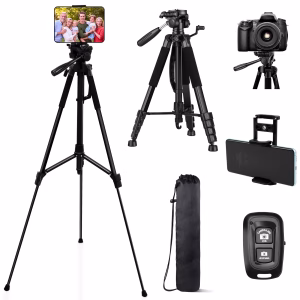 63" Tripod Stand, Camera Tripod with Travel Bag, Extendable Cell Phone Tripod Stand